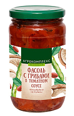 Фасоль с грибами в томатном соусе 
